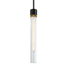 ZEEV Lighting P11708-E26-SBB-K-AGB-G2 - Zigrina 18" Clear Glass E26 Pendant in Black with Knurled Ring in Brass
