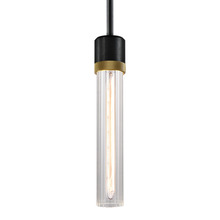 ZEEV Lighting P11708-E26-SBB-K-AGB-G3 - Zigrina 12" Fluted Glass E26 Pendant in Black with Knurled Ring in Brass