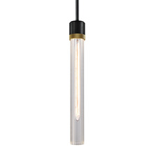 ZEEV Lighting P11708-E26-SBB-K-AGB-G4 - Zigrina 18" Fluted Glass E26 Pendant in Black with Knurled Ring in Brass