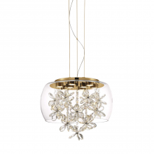 ZEEV Lighting P30110-LED-AGB - Destiny 16" LED Crystal Pendant with Glass Shade & Polished Nickel