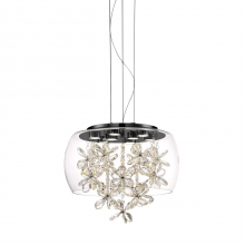 ZEEV Lighting P30111-LED-MBK - Destiny 16" LED Crystal Pendant with Glass Shade & Matte Black