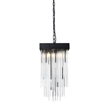 ZEEV Lighting P30112-4-SBB - Waterfall 12" 4-Light, Square Glass Pendant in Satin Brushed Black