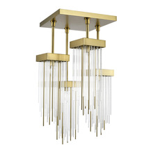 ZEEV Lighting SF50012-4-AGB - Waterfall 18" 4-Light, Cityscape Glass Semi-Flush in Aged Brass