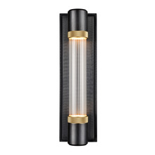 ZEEV Lighting WS11724-LED-1-SBB-K-AGB-G3 - Zigrina 18" Fluted Glass LED Wall Sconce in Black with Knurled Rings Brass