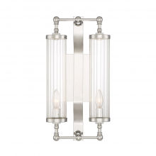 ZEEV Lighting WS70037-2-PN - Regis 2-Light, Vertical Fluted Glass Wall Sconce in Polished Nickel