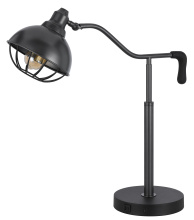 CAL Lighting BO-3191DK - 60W Taloga metal desk lamp with adjustable caged shade & 1 USB & 1 USB C charging outlets.
