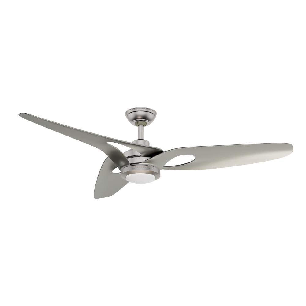 Casablanca 60" Inez ENERGY STAR® Brushed Nickel Damp Rated Ceiling Fan w/ LED Lt Kit & Wall Cont