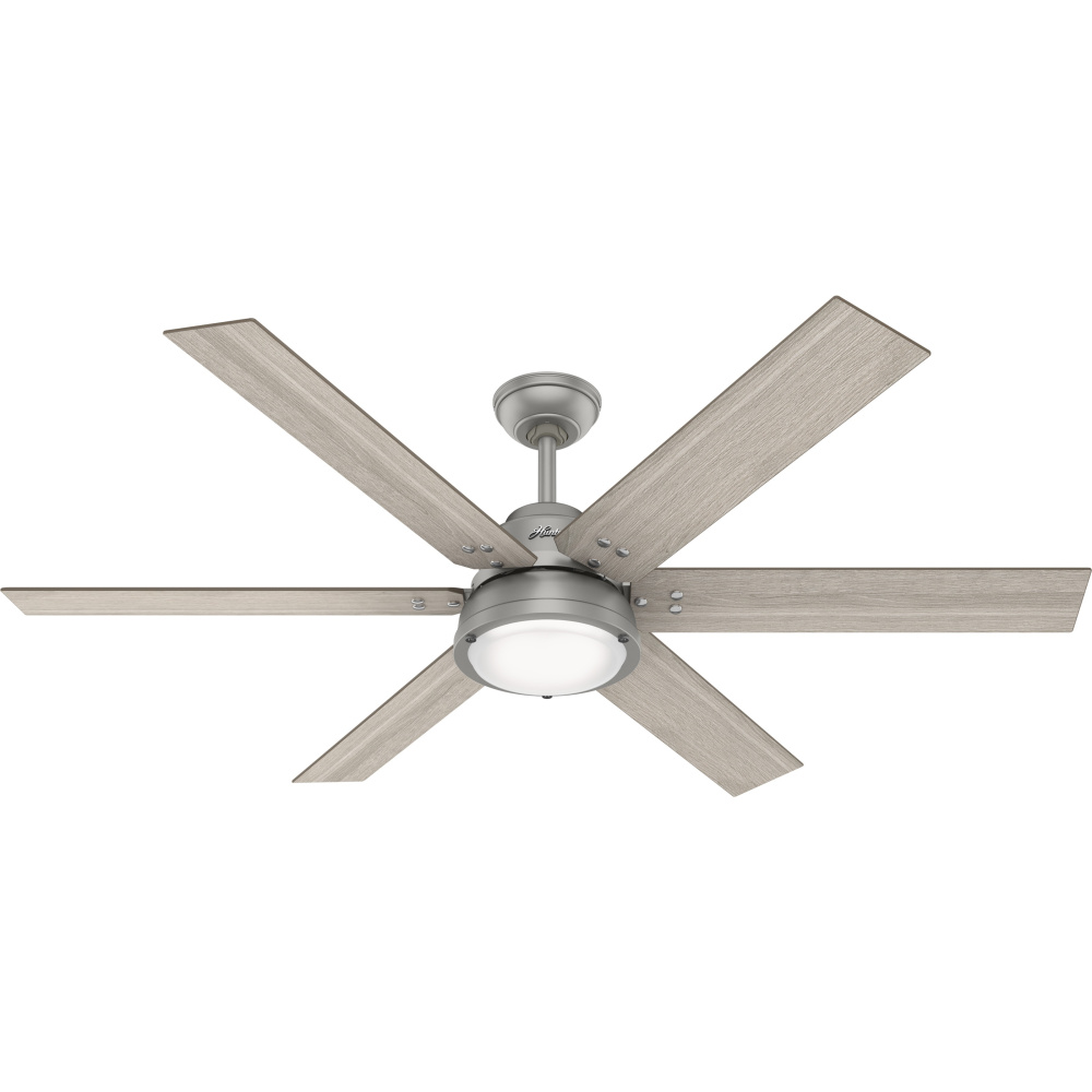 Hunter 60 inch Hollister Matte Silver Ceiling Fan with LED Light Kit and Handheld Remote