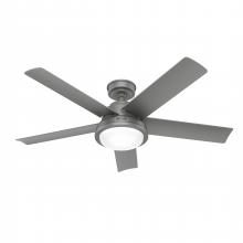 Hunter 52416 - Hunter 52 in Seawall Matte Silver WeatherMax Indoor / Outdoor Ceiling Fan w/ LED Lt Kit
