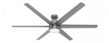 Hunter 59629 - Hunter 72 inch Solaria ENERGY STAR® Matte Silver Damp Rated Ceiling Fan with LED Lt Kit