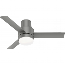 Hunter 51475 - Hunter 44 in Gilmour Matte Silver Low Profile Damp Rated Ceiling Fan with LED Lt Kit