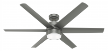 Hunter 59625 - Hunter 60 inch Solaria ENERGY STAR® Matte Silver Damp Rated Ceiling Fan with LED Lt Kit