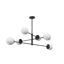 Hunter 13209 - Hunter Hepburn Matte Black with Cased White Glass 6 Light Chandelier Ceiling Light Fixture