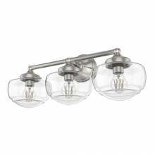 Hunter 19461 - Hunter Saddle Creek Brushed Nickel with Clear Seeded Glass 3 Lt Bathroom Vanity Wall Light Fixture