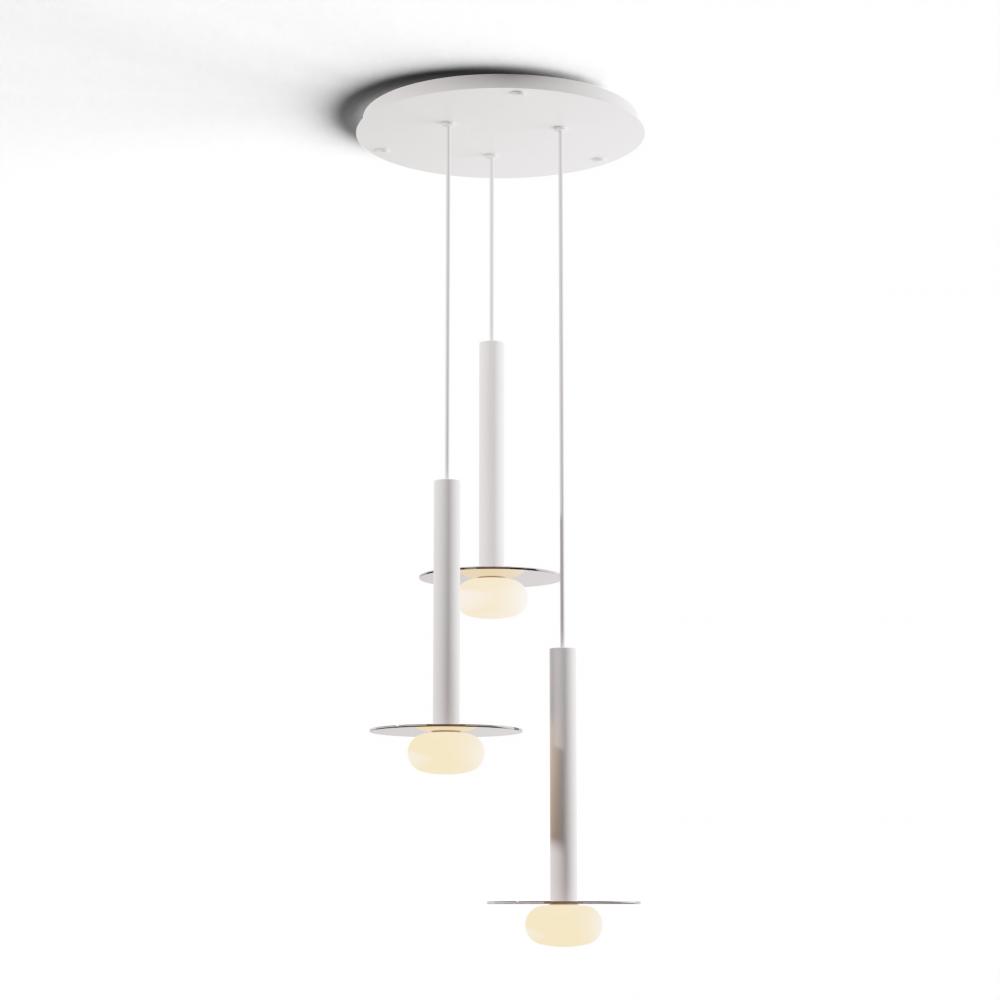 Combi Pendant 16" Circular 3 Combo Matte White with Matte White Canopy