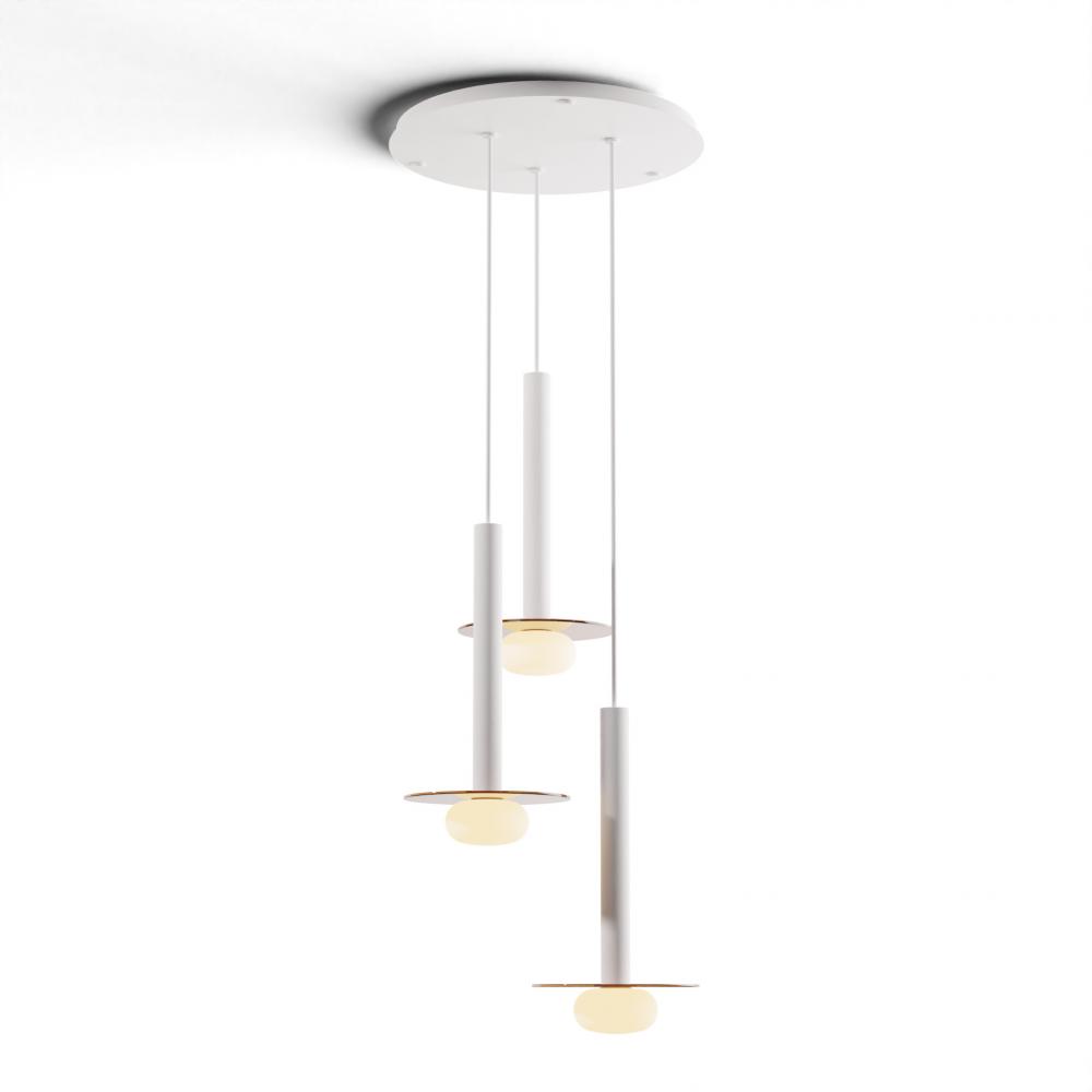 Combi Pendant 16" Circular 3 Combo Matte White with Matte White Canopy