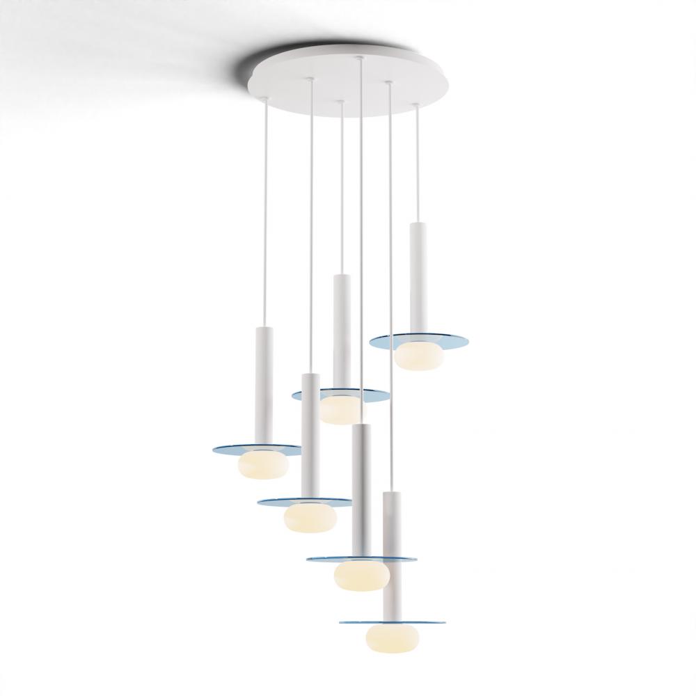 Combi Pendant 12" Circular 6 Combo Matte White with Matte White Canopy