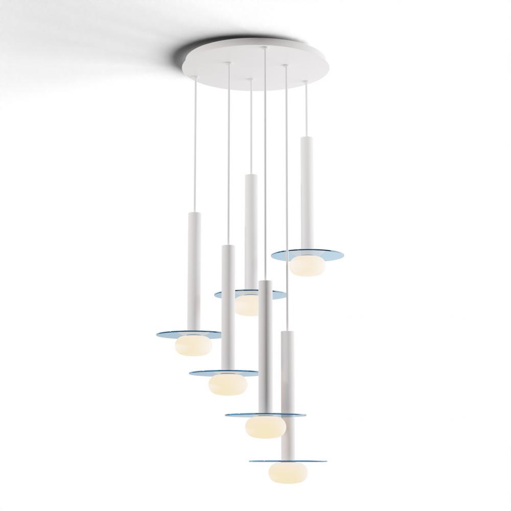 Combi Pendant 16" Circular 6 Combo Matte White with Matte White Canopy
