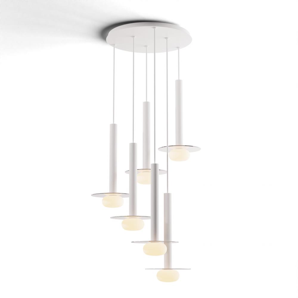 Combi Pendant 16" Circular 6 Combo Matte White with Matte White Canopy