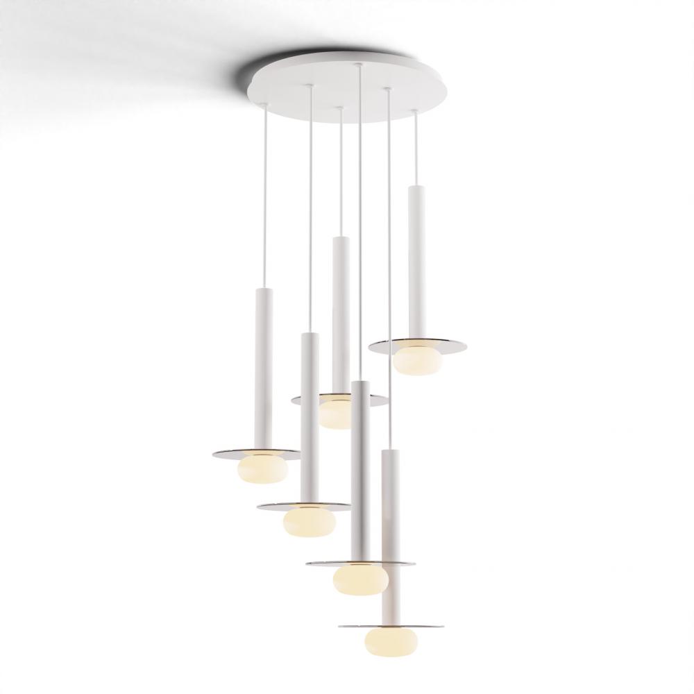 Combi Pendant 16" Circular 6 Combo Matte White with Matte White Canopy