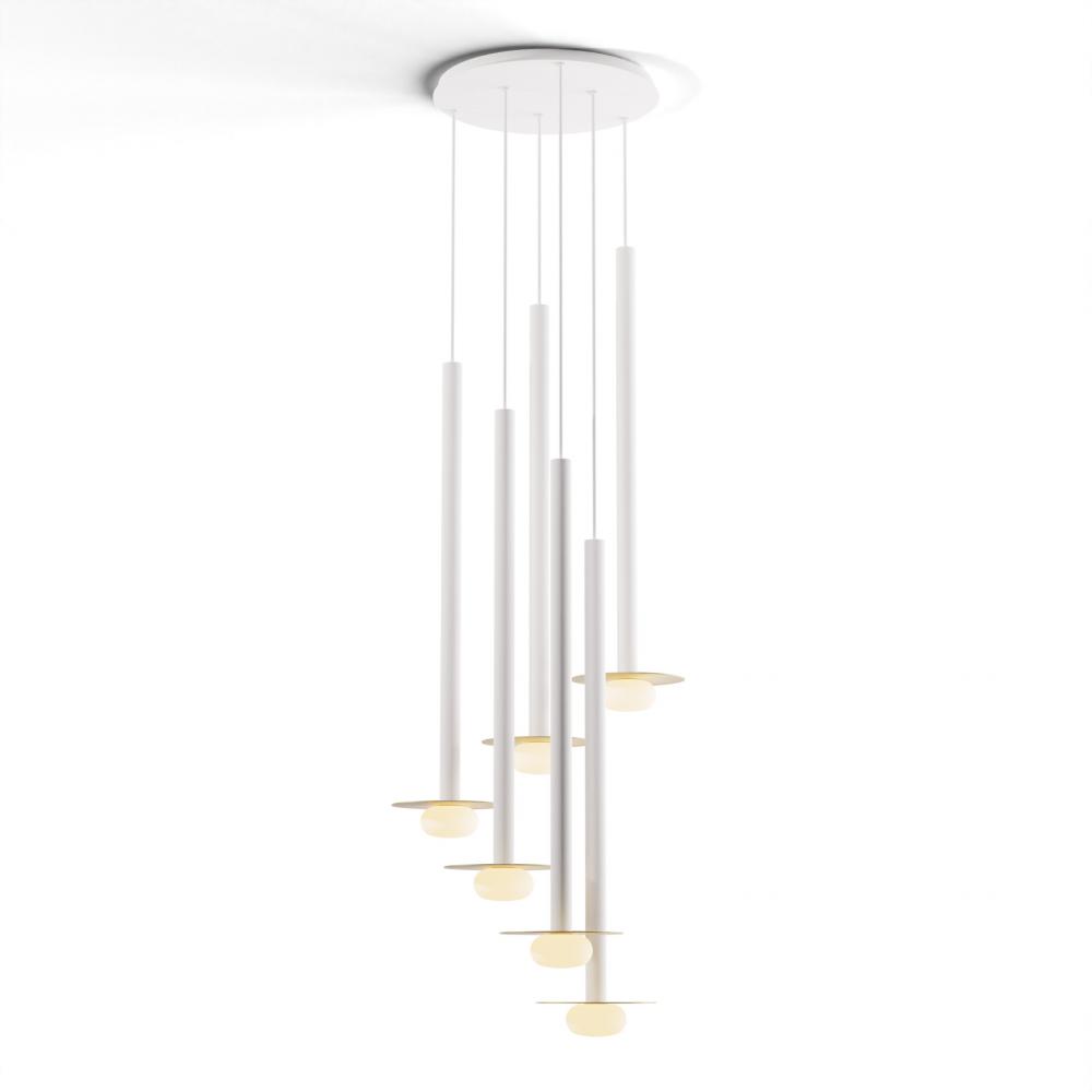 Combi Pendant 36" Circular 6 Combo Matte White with Matte White Canopy