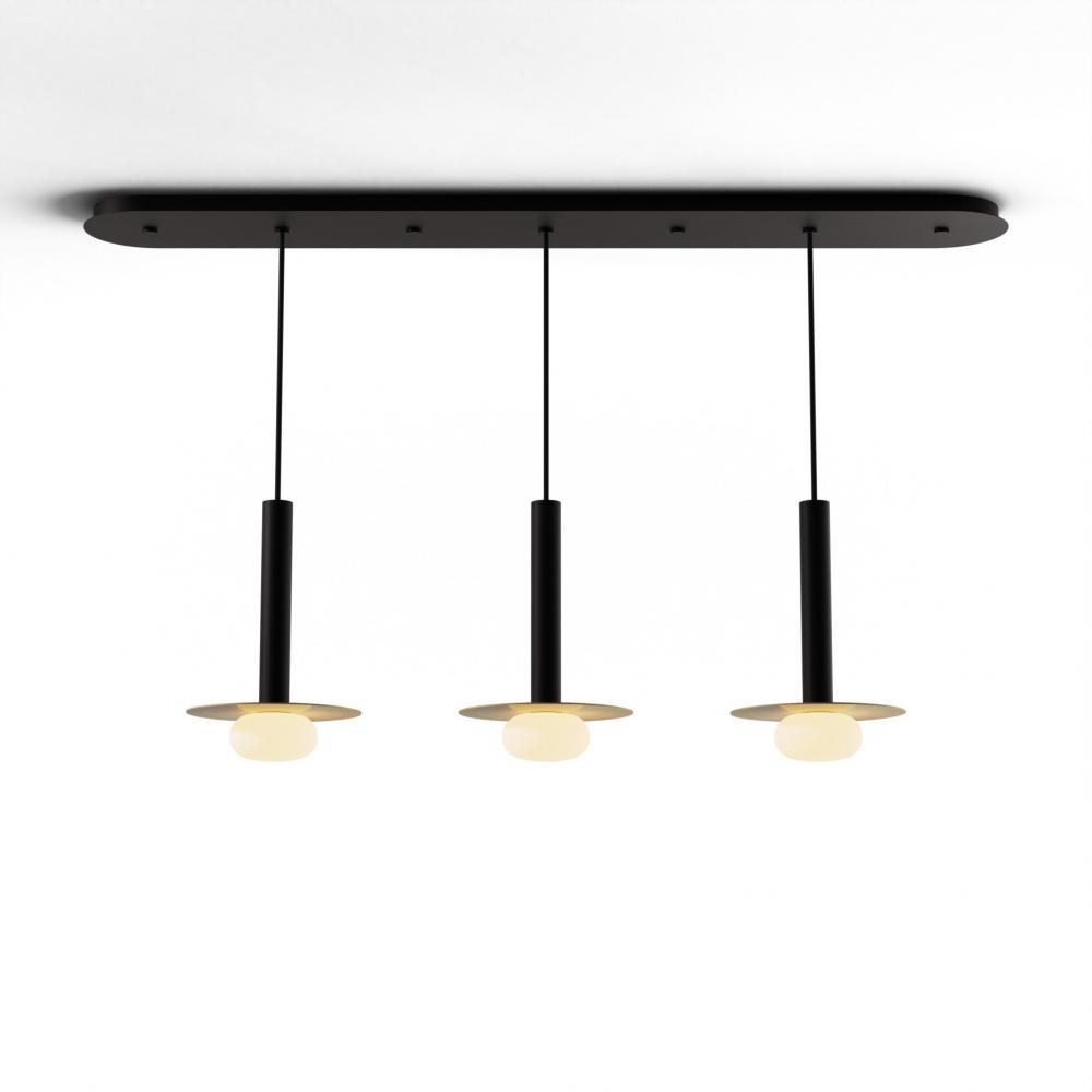 Combi Pendant 12" Linear 3 Combo Matte Black with Matte Black Canopy
