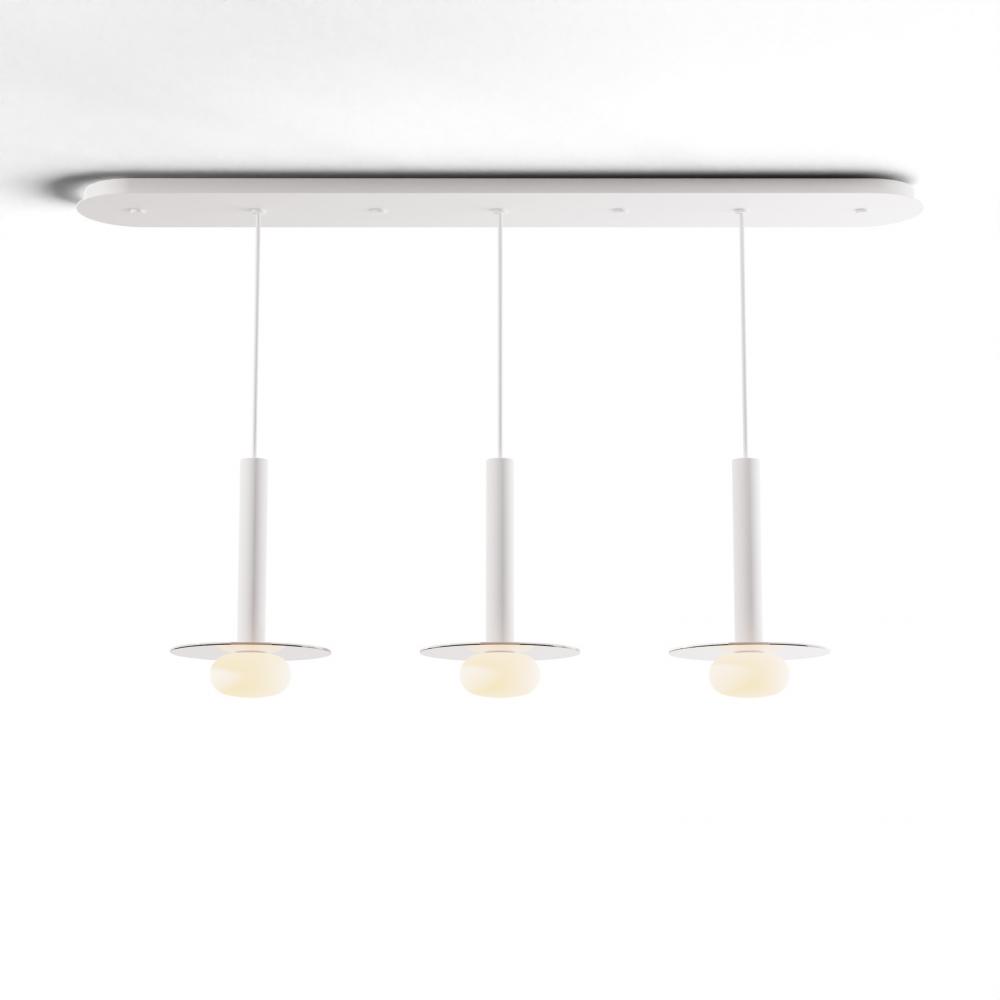 Combi Pendant 12" Linear 3 Combo Matte White with Matte White Canopy