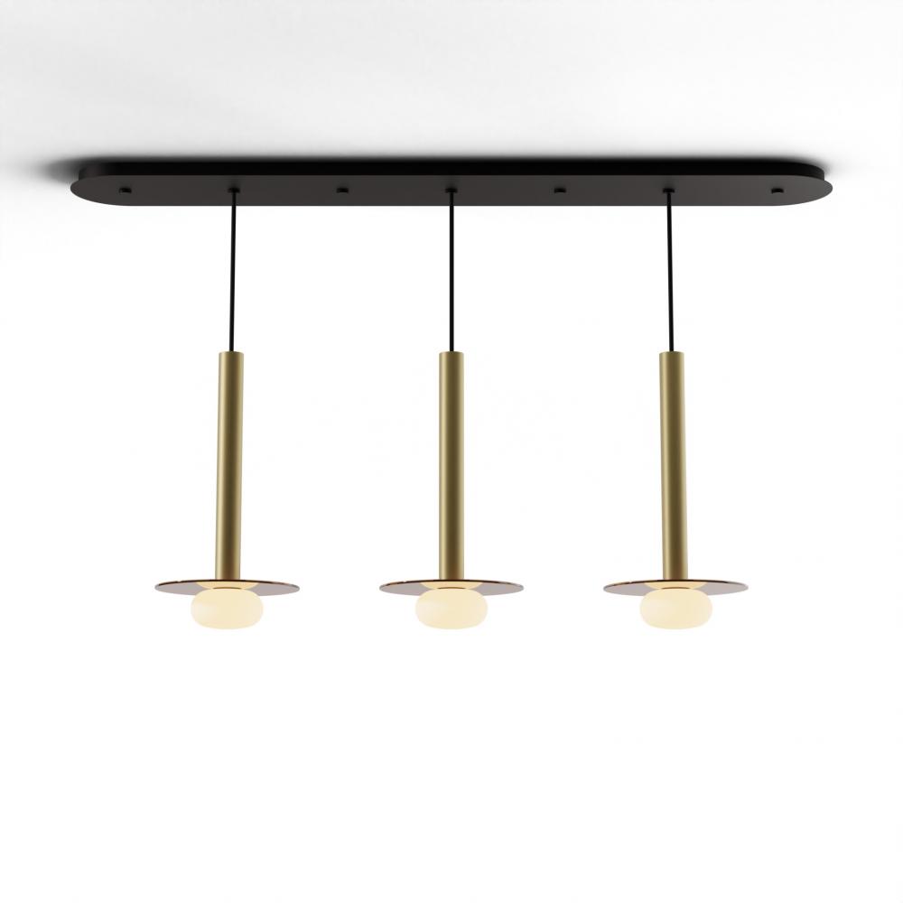 Combi Pendant 16" Linear 3 Combo Brass with Matte Black Canopy