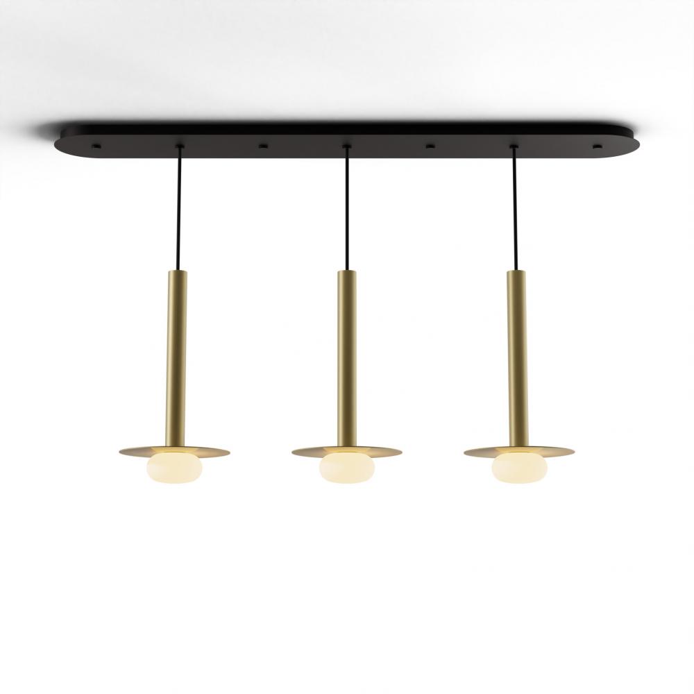 Combi Pendant 16" Linear 3 Combo Brass with Matte Black Canopy