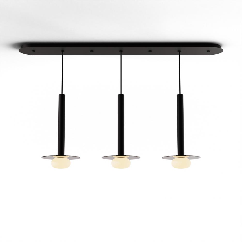 Combi Pendant 16" Linear 3 Combo Matte Black with Matte Black Canopy