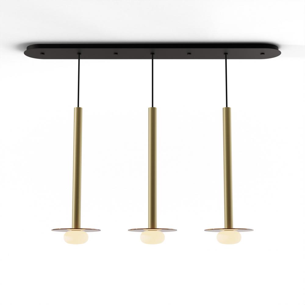 Combi Pendant 24" Linear 3 Combo Brass with Matte Black Canopy