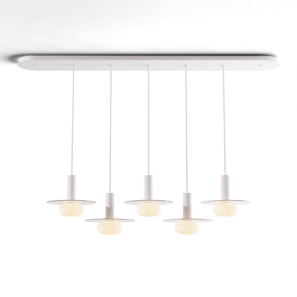 Combi Pendant 6" Linear 5 Combo Matte White with Matte White Canopy
