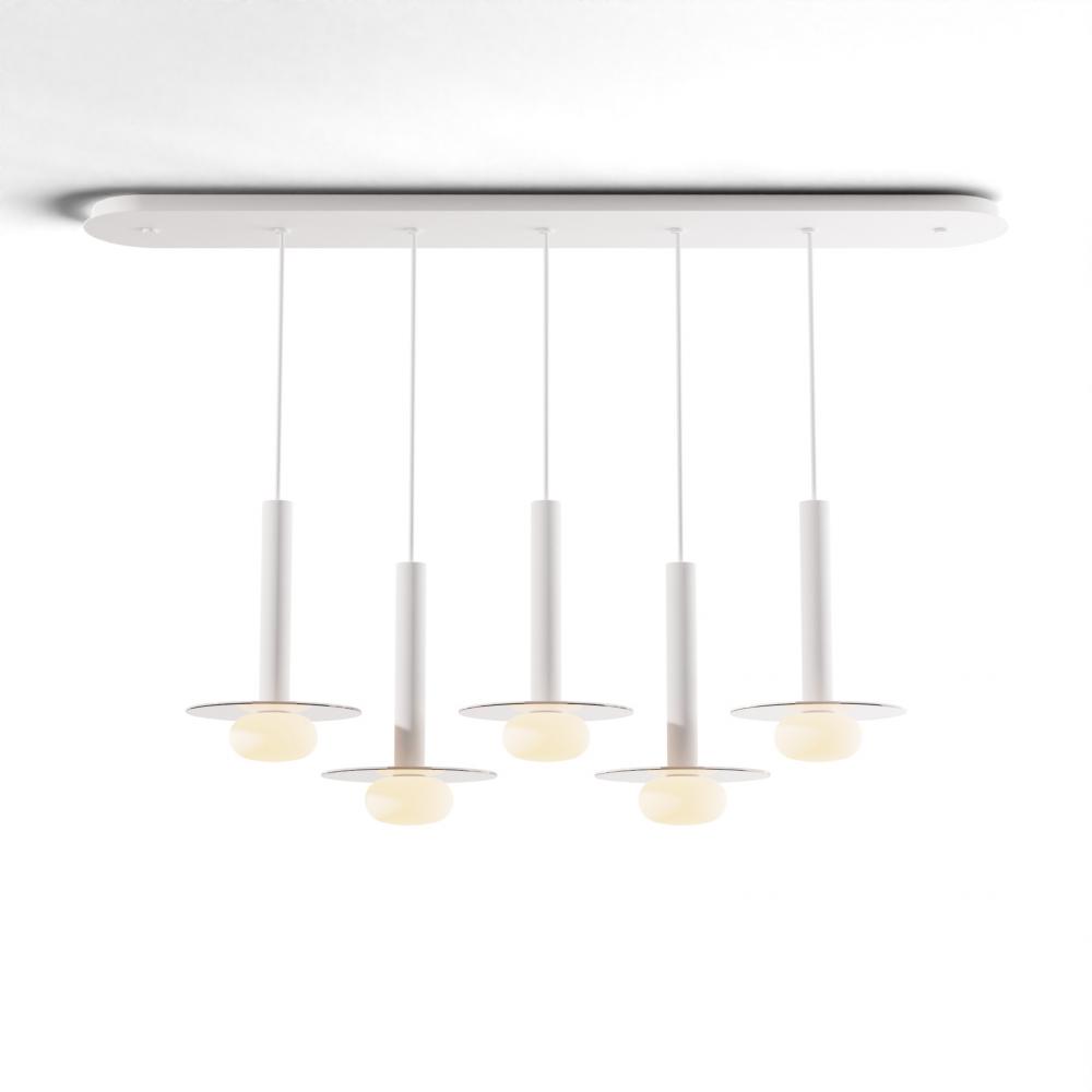 Combi Pendant 12" Linear 5 Combo Matte White with Matte White Canopy