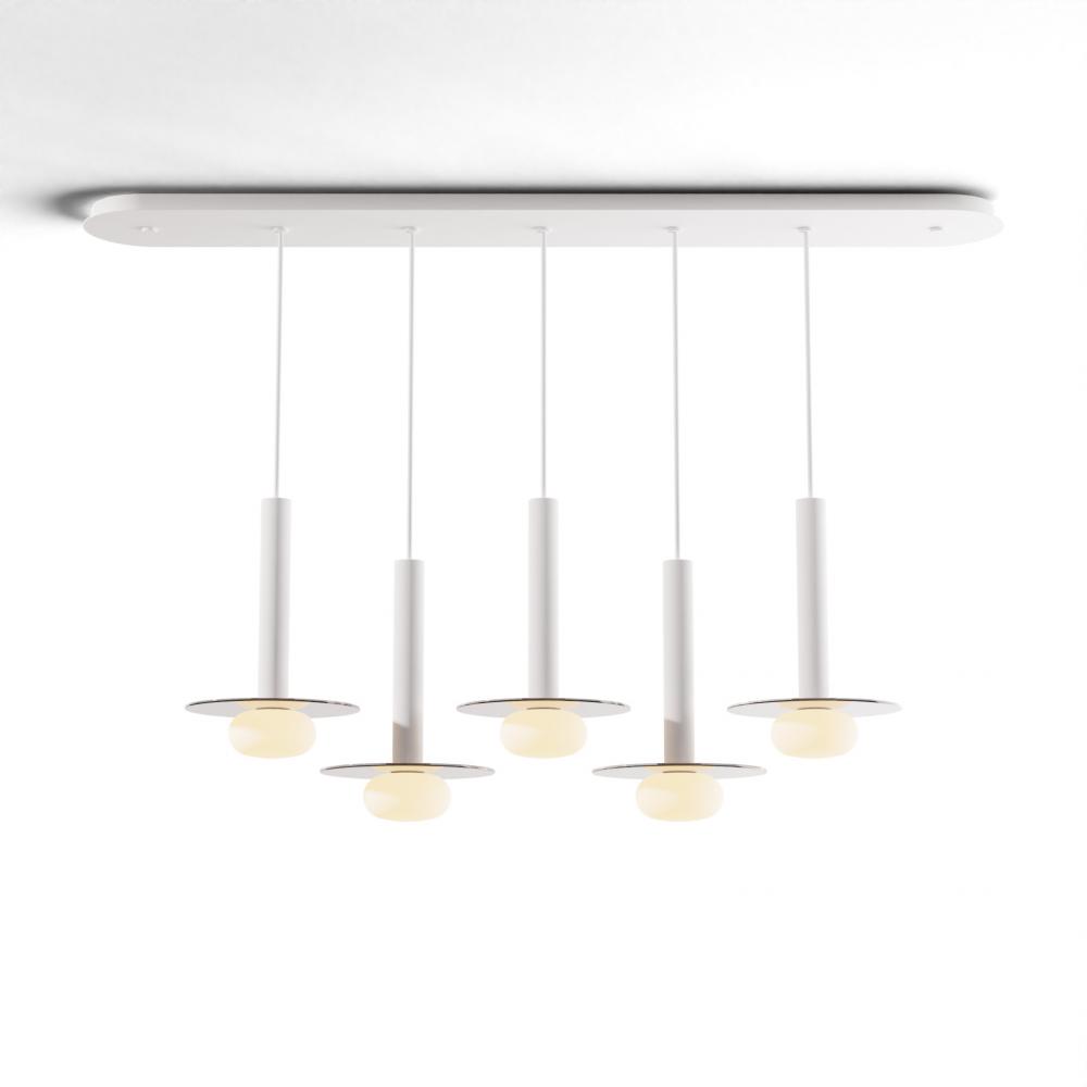 Combi Pendant 12" Linear 5 Combo Matte White with Matte White Canopy