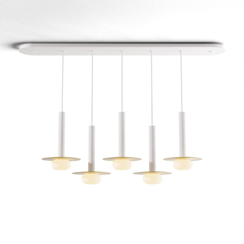 Combi Pendant 12" Linear 5 Combo Matte White with Matte White Canopy