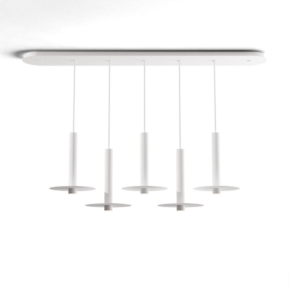 Combi Pendant 12" Linear 5 Combo Matte White with Matte White Canopy