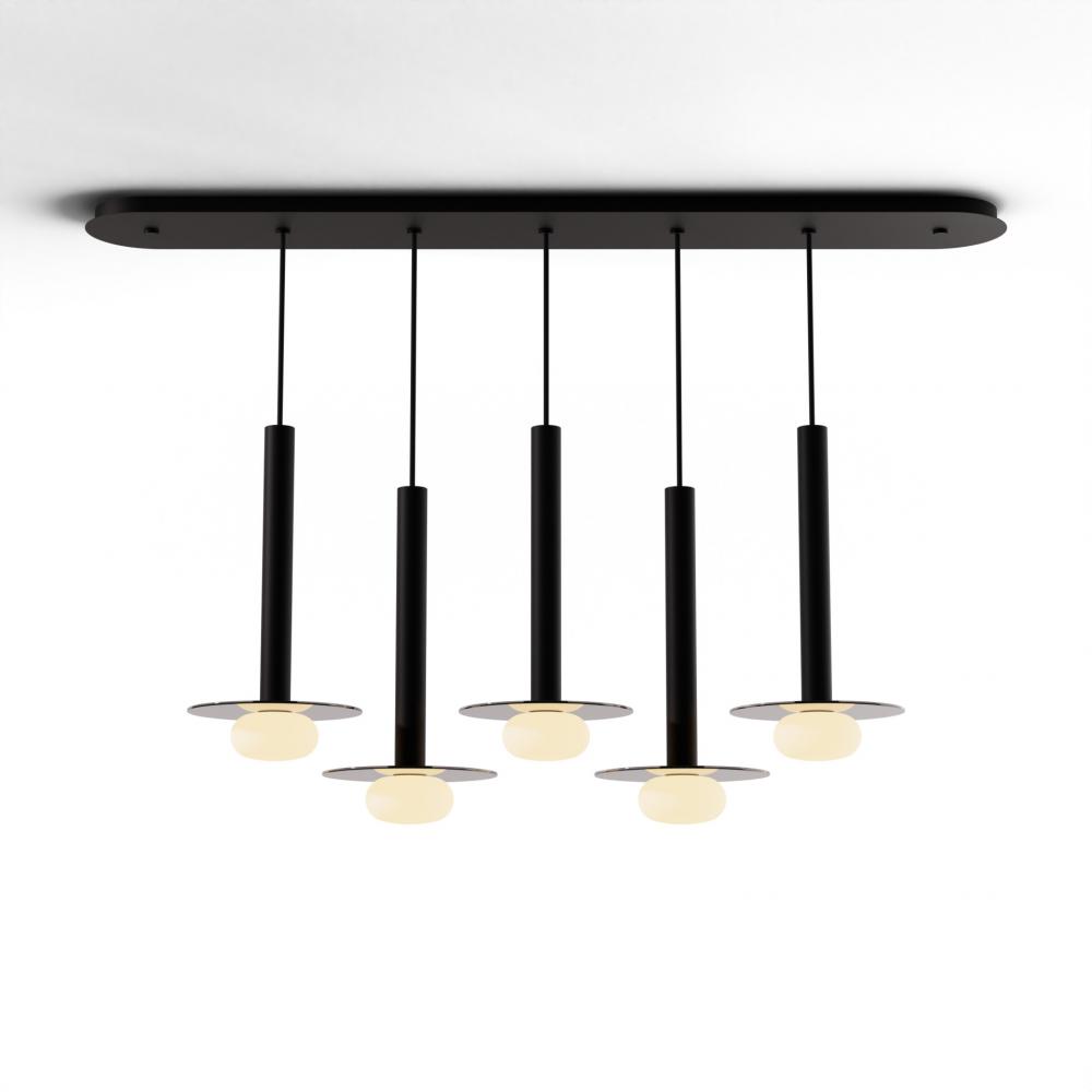 Combi Pendant 16" Linear 5 Combo Matte Black with Matte Black Canopy