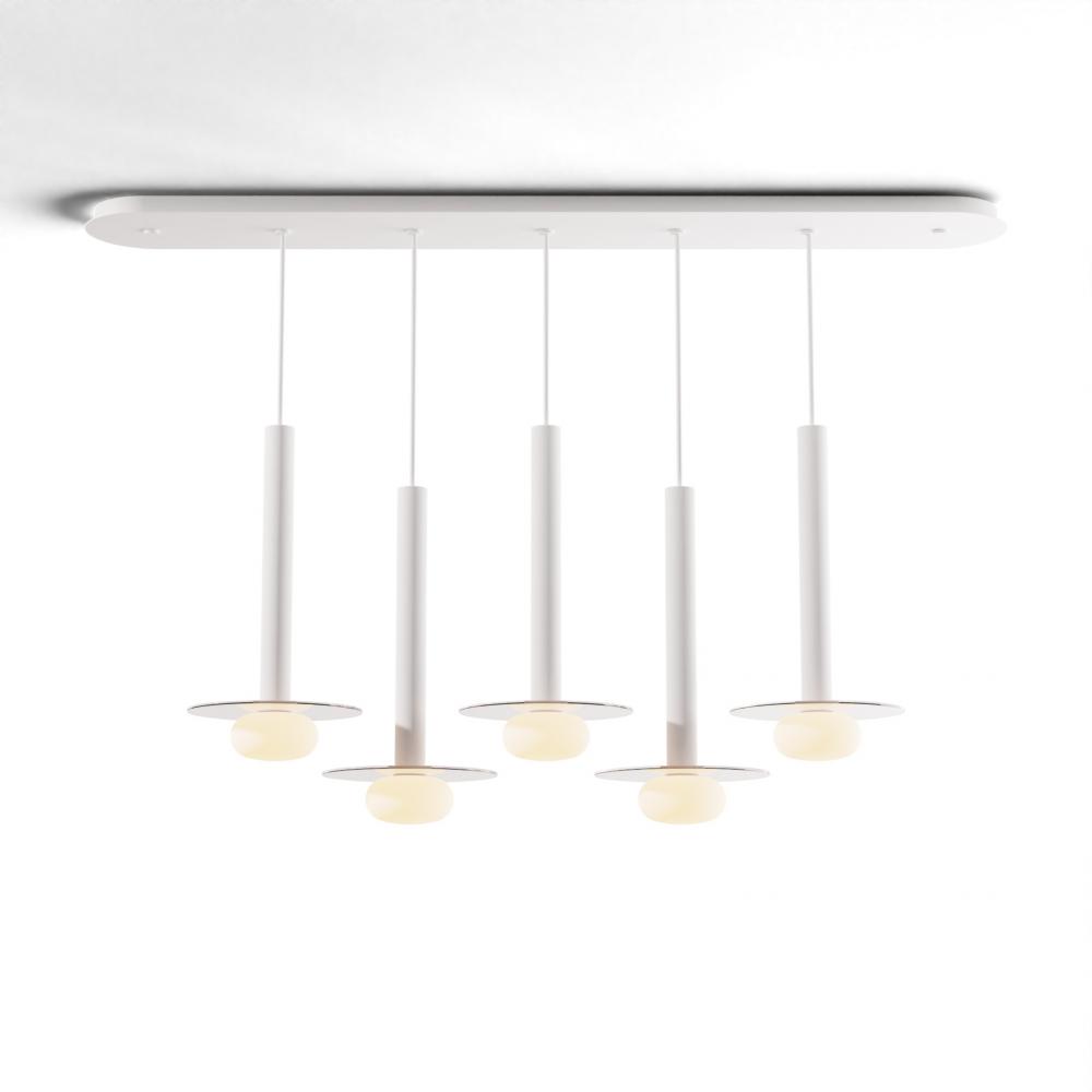 Combi Pendant 16" Linear 5 Combo Matte White with Matte White Canopy
