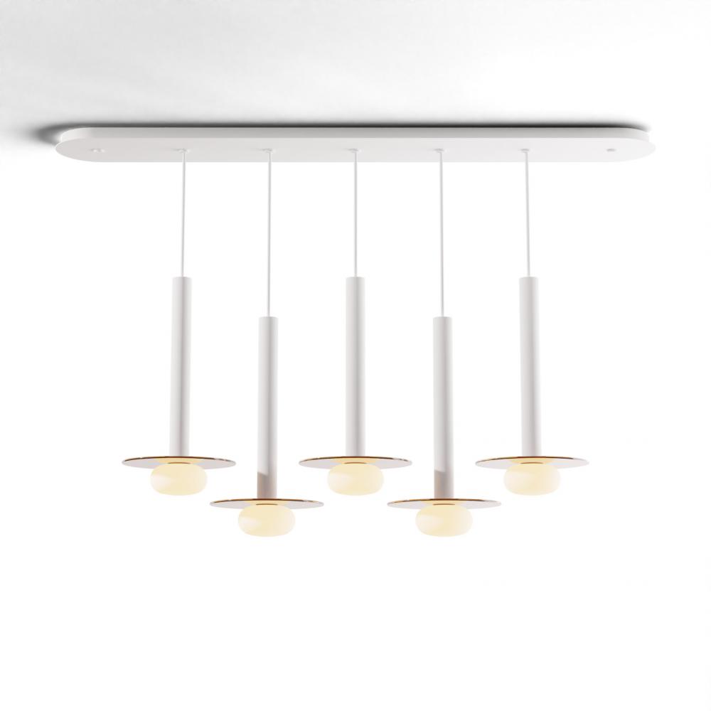 Combi Pendant 16" Linear 5 Combo Matte White with Matte White Canopy