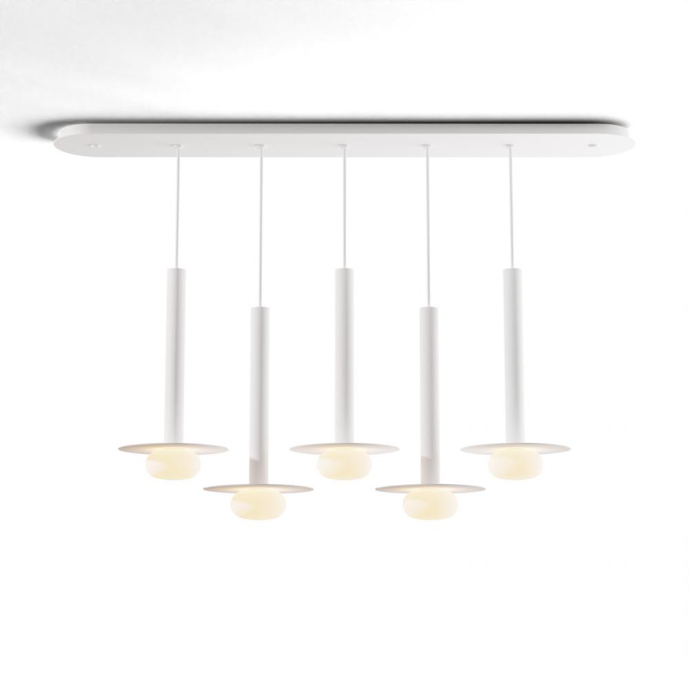 Combi Pendant 16" Linear 5 Combo Matte White with Matte White Canopy