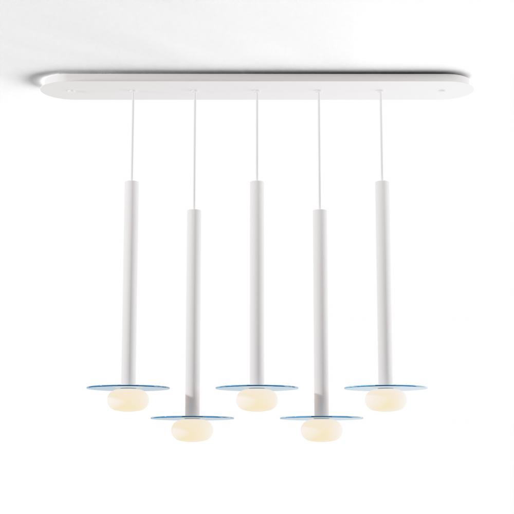 Combi Pendant 24" Linear 5 Combo Matte White with Matte White Canopy