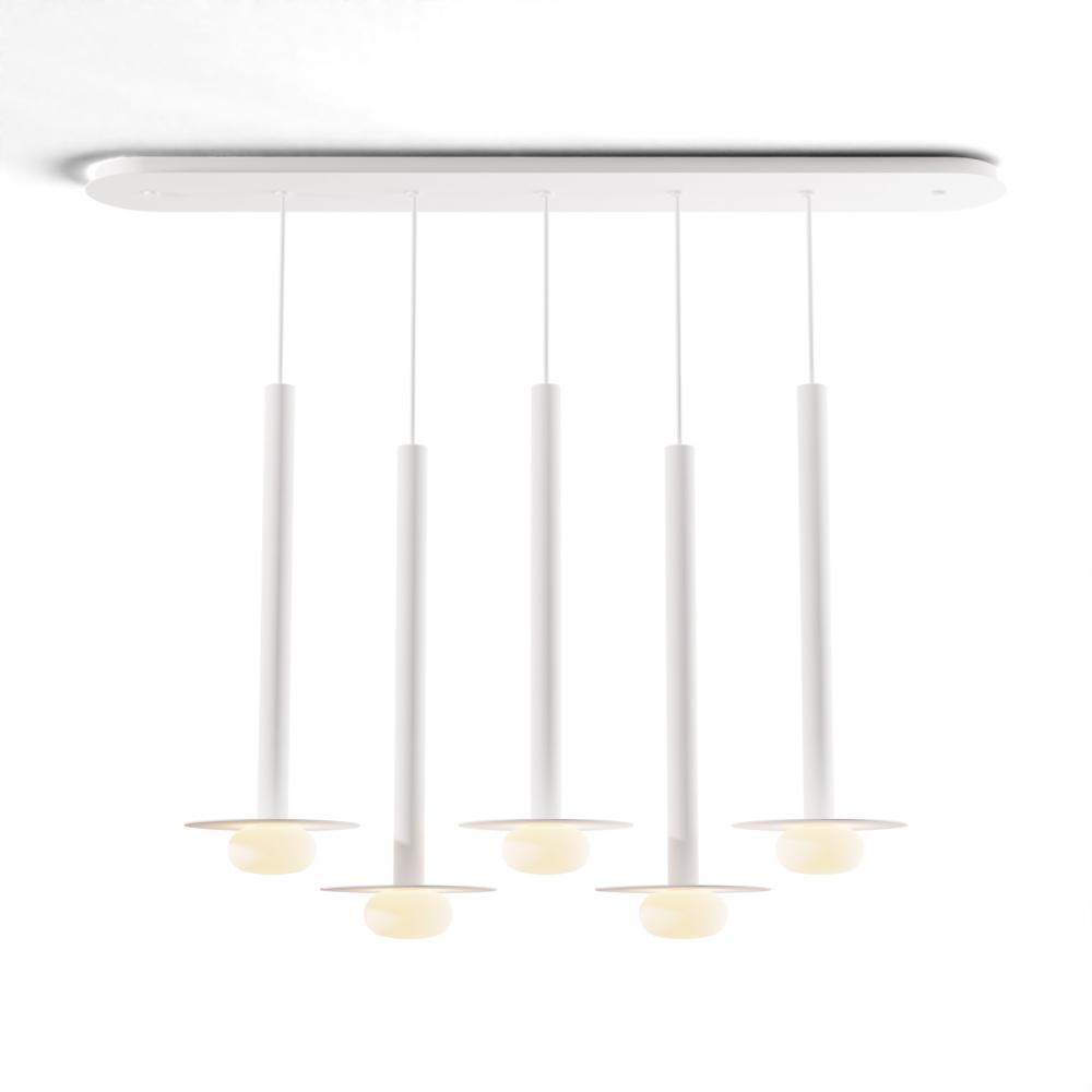 Combi Pendant 24" Linear 5 Combo Matte White with Matte White Canopy