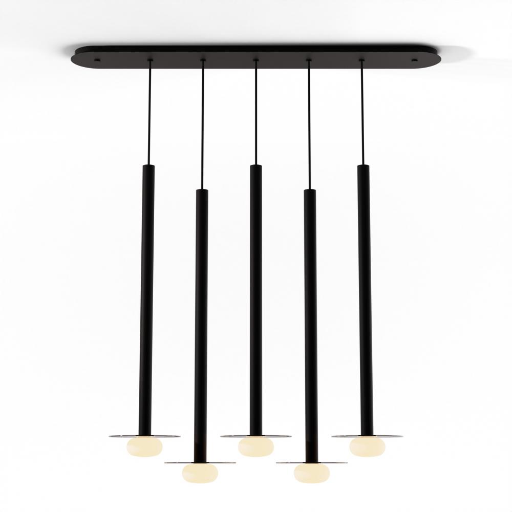 Combi Pendant 36" Linear 5 Combo Matte Black with Matte Black Canopy