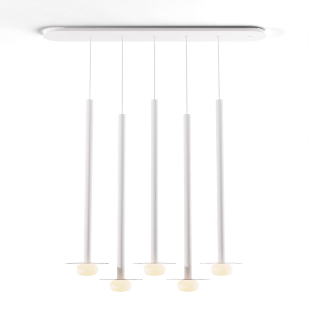 Combi Pendant 36" Linear 5 Combo Matte White with Matte White Canopy
