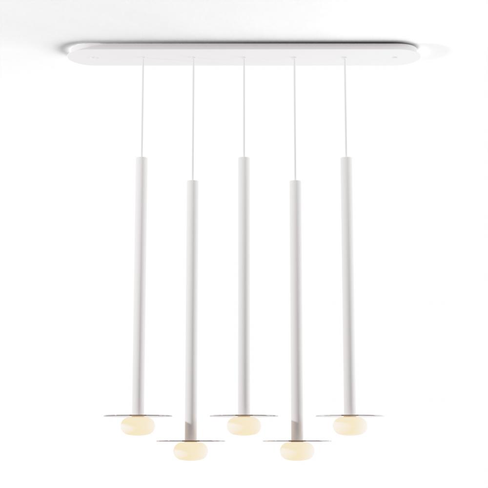 Combi Pendant 36" Linear 5 Combo Matte White with Matte White Canopy