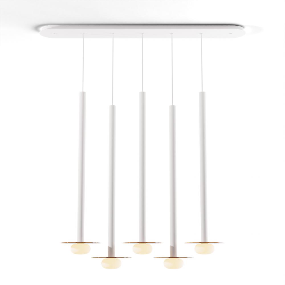 Combi Pendant 36" Linear 5 Combo Matte White with Matte White Canopy