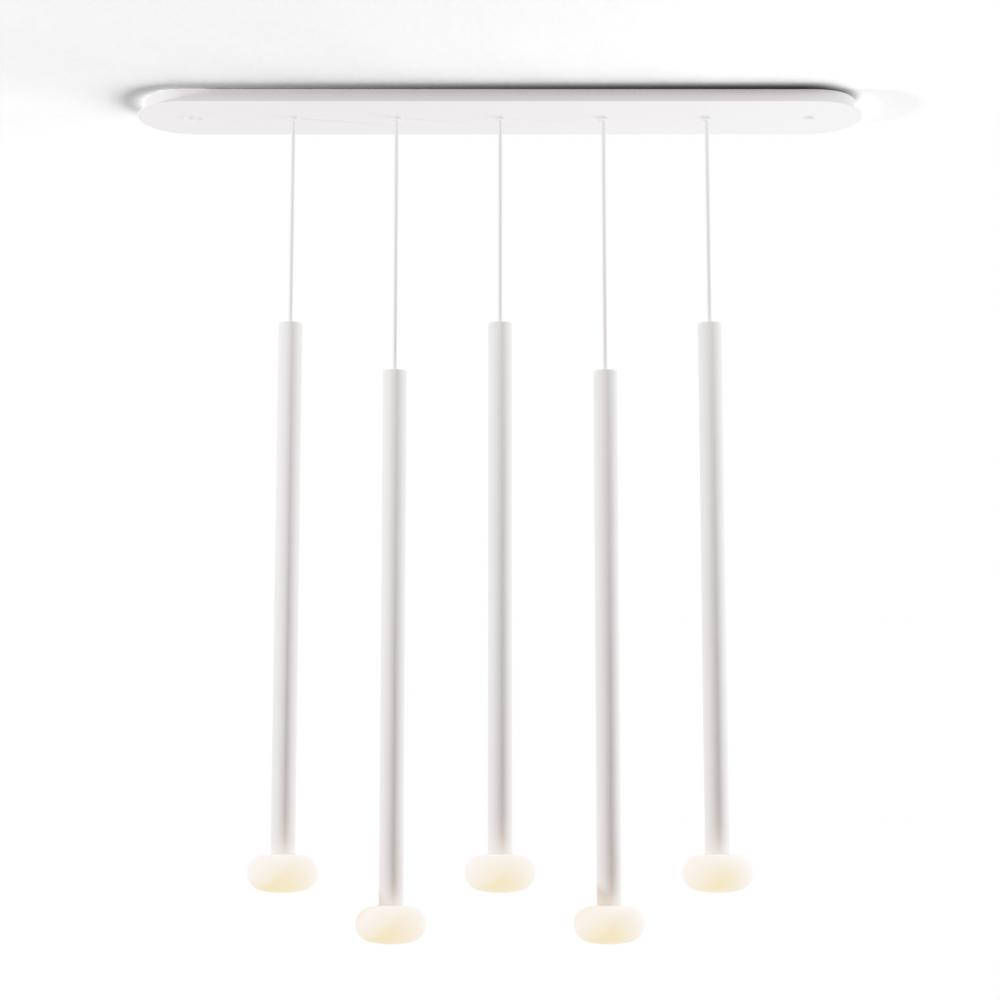 Combi Pendant 36" Linear 5 Combo Matte White with Matte White Canopy
