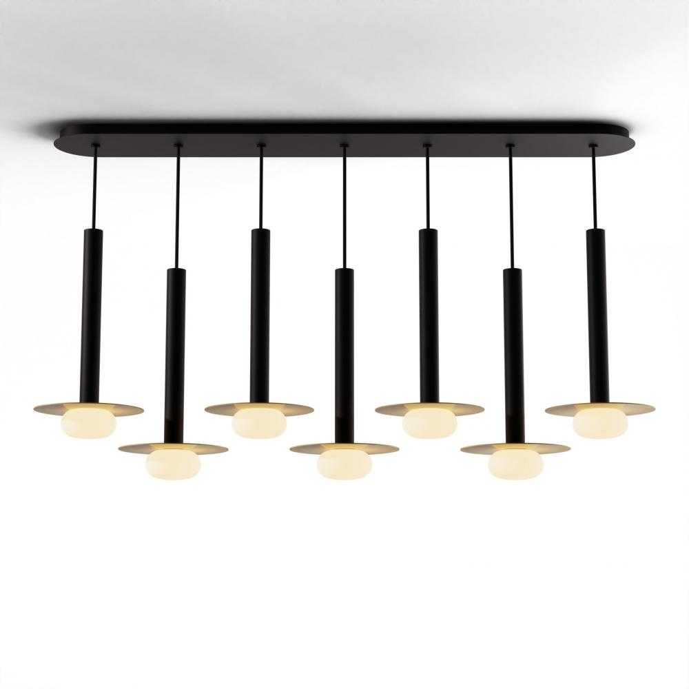 Combi Pendant 16" Linear 7 Combo Matte Black with Matte Black Canopy
