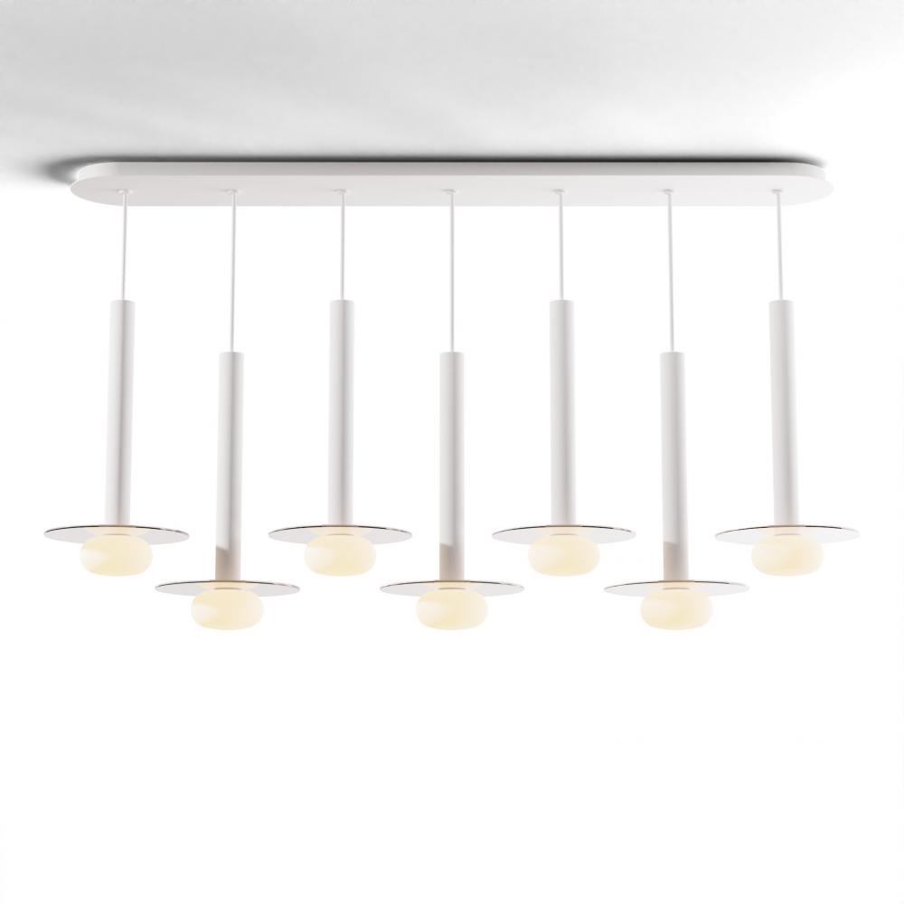 Combi Pendant 16" Linear 7 Combo Matte White with Matte White Canopy