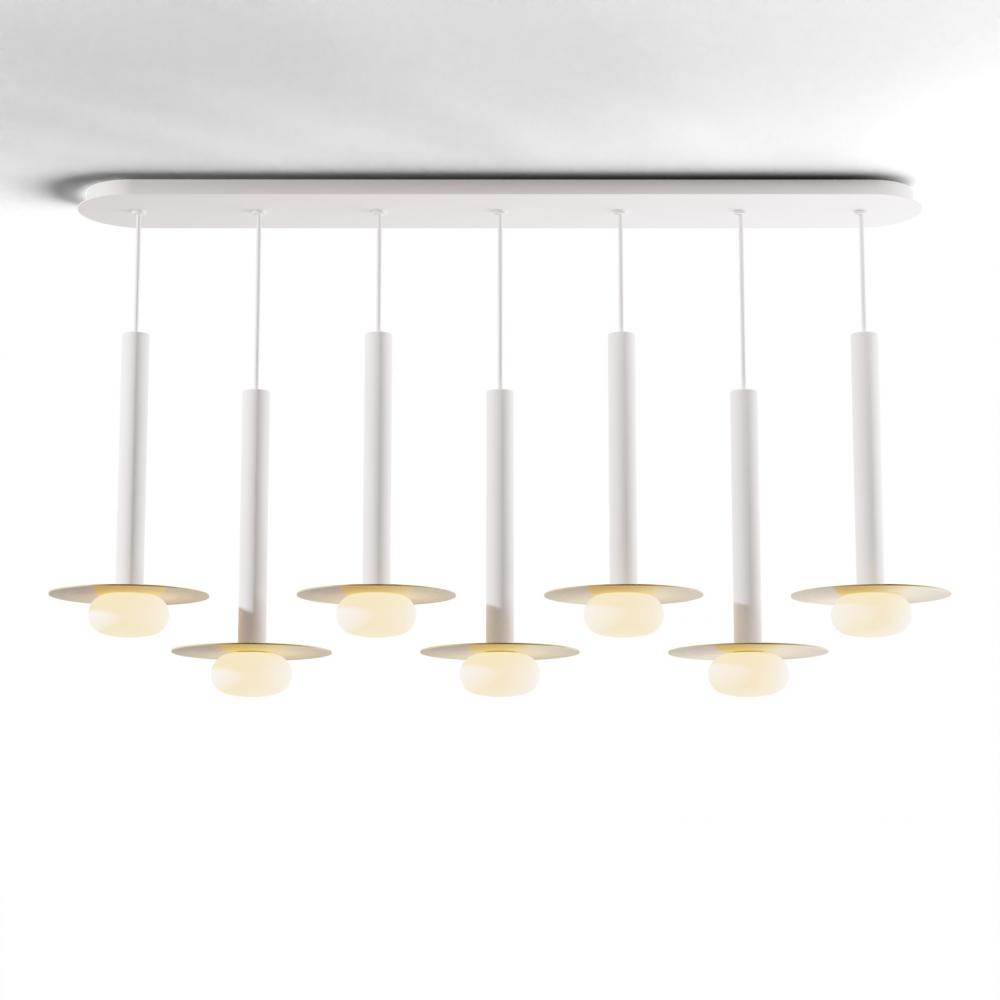Combi Pendant 16" Linear 7 Combo Matte White with Matte White Canopy